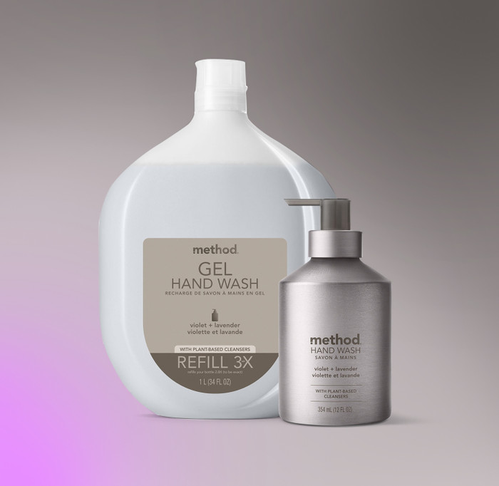 gel hand wash starter set - violet + lavender, 46 fl oz