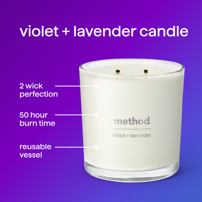 premium soy candle - violet + lavender, 14 oz